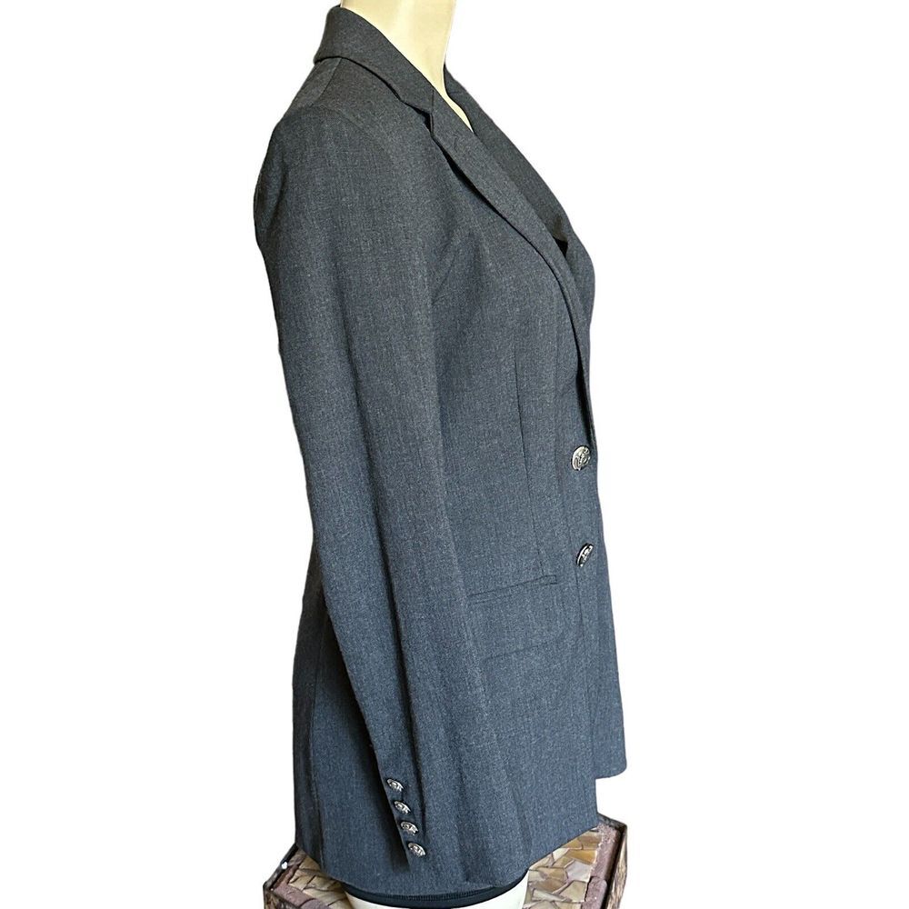 Lauren Ralph Lauren Blazer Jacket Women's 2P Charcoal Gray Worsted Wool USA - Picture 3 of 12